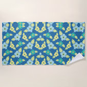 Serviette De Plage Motif Fleurs Bleues Rétro (Devant)