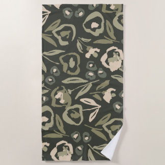 Serviette De Plage Motif floral à l'encre gras dessiné à la main pour