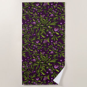 Serviette De Plage Motif floral artistique : Fleurs violettes