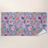 Serviette De Plage Motif floral brodé (Devant)