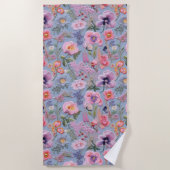 Serviette De Plage Motif floral brodé (Devant)