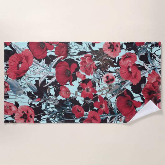 Serviette De Plage Motif floral du pavot (Devant)