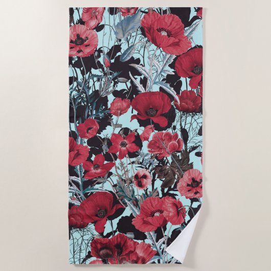 Serviette De Plage Motif floral du pavot (Devant)