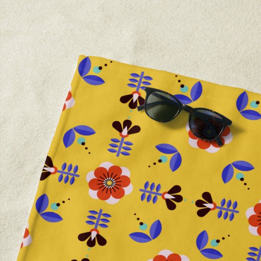 Serviette De Plage Motif floral géométrique de style scandinave (En situation)