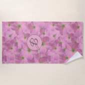 Serviette De Plage Motif floral rose doux avec le monogramme fait sur (Devant)