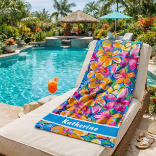 Serviette De Plage Motif floral tropical coloré