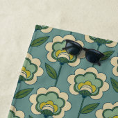 Serviette De Plage Motif floral turquoise et jaune (En situation)