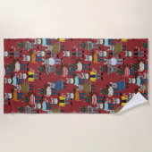 Serviette De Plage Motif frais de chat de hippie (Devant)