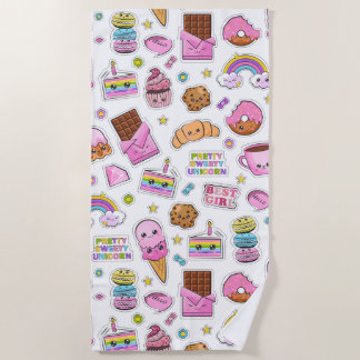 Serviette De Plage Motif Funny Unicorn Magique Arc-en-ciel mou