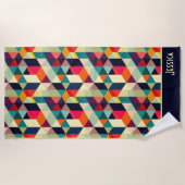 Serviette De Plage motif géométrique 3D RETRO Nom esthétique (Devant)