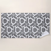 Serviette De Plage Motif géométrique à points blancs en noir (Devant)
