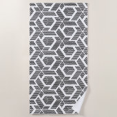 Serviette De Plage Motif géométrique à points blancs en noir (Devant)