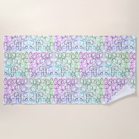 Serviette De Plage Motif géométrique Abstrait | Carrelé et filtré | (Devant)