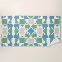 Motif Géométrique Abstrait en Vert et Bleu