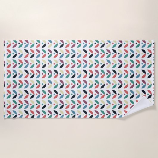 Serviette De Plage Motif géométrique floral d'art populaire (Devant)