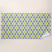 Serviette De Plage Motif géométrique hexagonal gris vert citron moder (Devant)