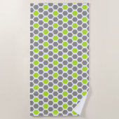 Serviette De Plage Motif géométrique hexagonal gris vert citron moder (Devant)