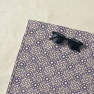 Serviette De Plage Motif géométrique marocain bleu islamique
