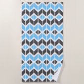 Serviette De Plage Motif géométrique moderne Blue Grey Herringbone (Devant)
