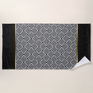 Serviette De Plage Motif géométrique moderne noir et blanc