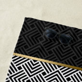 Serviette De Plage Motif géométrique moderne noir et blanc (En situation)