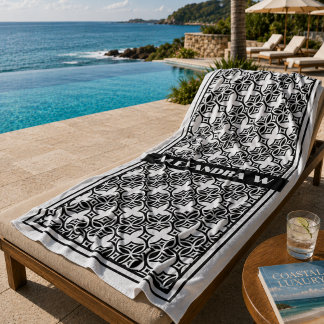 Serviette De Plage Motif géométrique noir et blanc sur mesure pour st