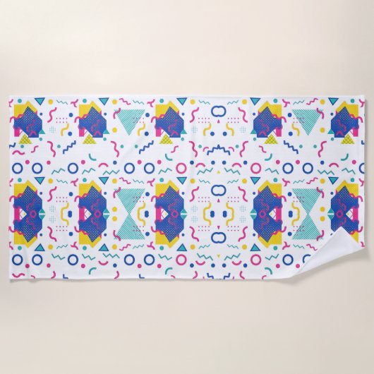 Serviette De Plage Motif géométrique Retro Memphis (Devant)
