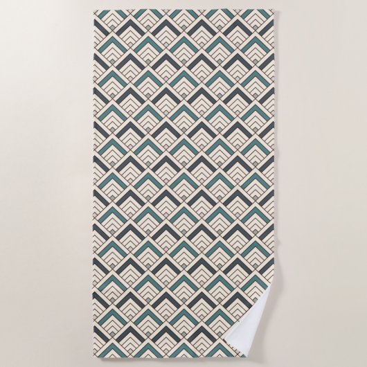 Serviette De Plage Motif géométrique turquoise (Devant)