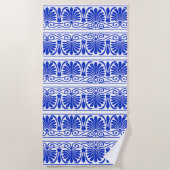 Serviette De Plage Motif grec méditerranéen bleu (Devant)