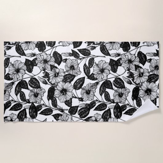 Serviette De Plage Motif Hibiscus (Devant)