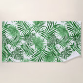 Serviette De Plage Motif Hip Retro Tropical Green Palm Leafs (Devant)