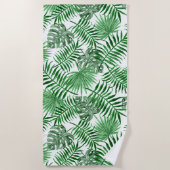 Serviette De Plage Motif Hip Retro Tropical Green Palm Leafs (Devant)
