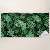 Serviette De Plage Motif Hip Retro Tropical Green Palm Leafs (Devant)