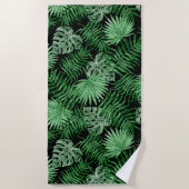 Serviette De Plage Motif Hip Retro Tropical Green Palm Leafs (Devant)