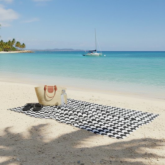 Serviette De Plage Motif houndstooth noir classique
