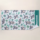 Serviette De Plage Motif Koalas de texte personnalisé (Devant)