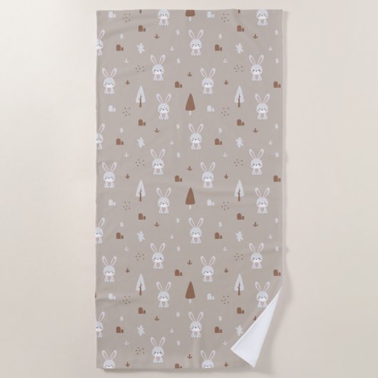 Serviette de plage Motif lapin adorable (Devant)