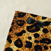 Serviette De Plage Motif Léopard Marron Doré Pailleté Luxe (En situation)