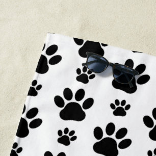 Serviette De Plage Motif mâle, pattes de chien, Empreintes de pattes,