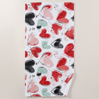 Serviette De Plage motif mignon avec coeur peint aquarelle