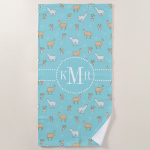 Serviette De Plage Motif mignon de cactus de lama d'alpaga