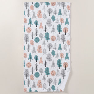 Serviette De Plage Motif mignon de forêt de griffonnage