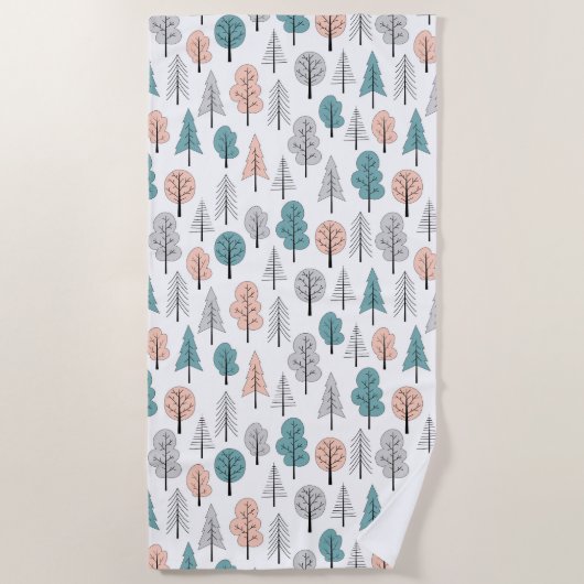 Serviette De Plage Motif mignon de forêt de griffonnage (Devant)