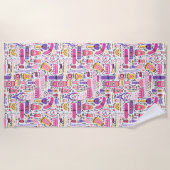Serviette De Plage Motif mignon de manucure de griffonnage (Devant)