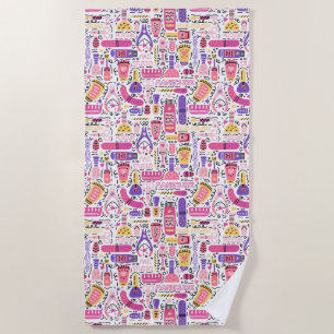 Serviette De Plage Motif mignon de manucure de griffonnage