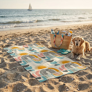 Serviette De Plage Motif minimaliste boho-scandi d'été