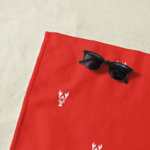 Serviette De Plage Motif minimaliste de poisson- rouge et blanc perso
