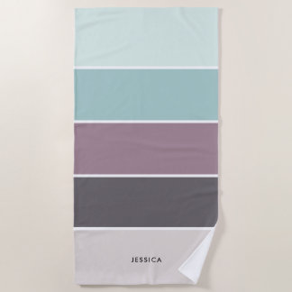 Serviette De Plage Motif moderne à bandes personnalisées