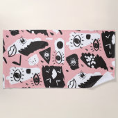 Serviette De Plage Motif moderne abstrait d'oeil et de lèvres (Devant)