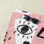 Serviette De Plage Motif moderne abstrait d'oeil et de lèvres (En situation)